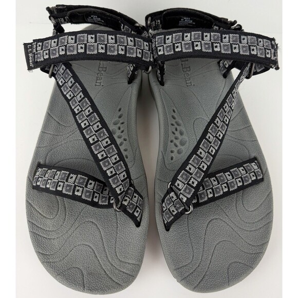 LL Bean Men's 4-point Sports Sandal, Black & Grey Geometric, 11 M - Picture 2 of 9